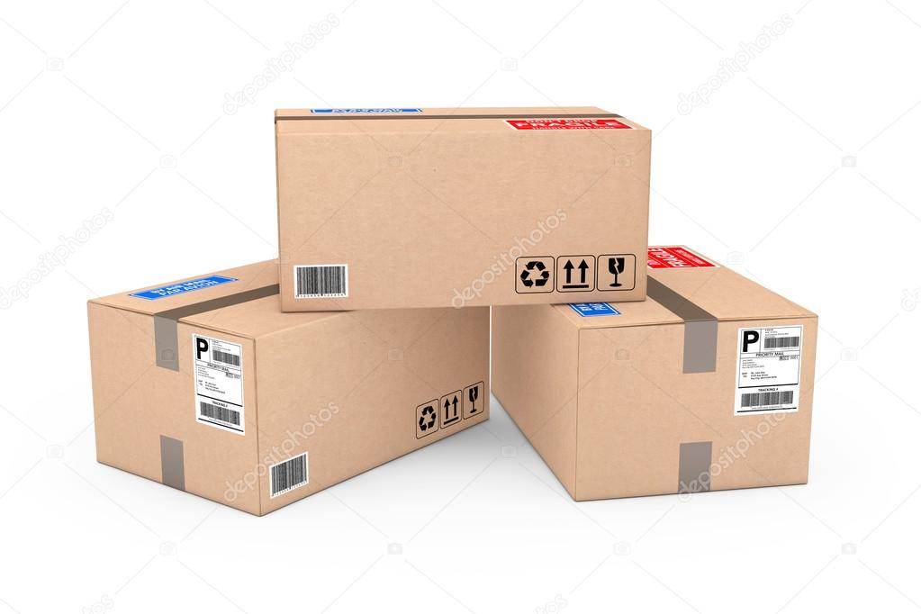 Cardboard Parcel Package. 3d Rendering