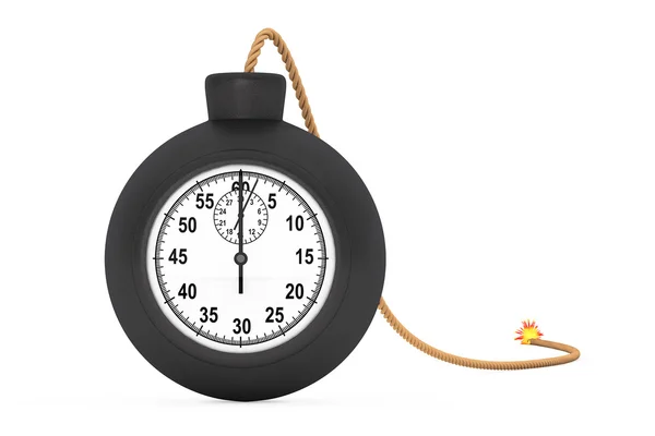 Stopwatch in Black Bomb met Wick. 3D-rendering — Stockfoto