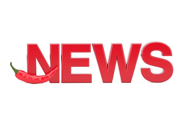 Hot News Concept Red Chili Pepper News Sign White Background — Stock Photo, Image