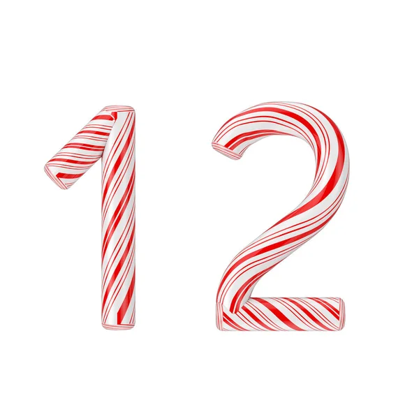 Symbool Mint Candy Cane Alfabet Letters Nummers Collectie Gestreept Red — Stockfoto