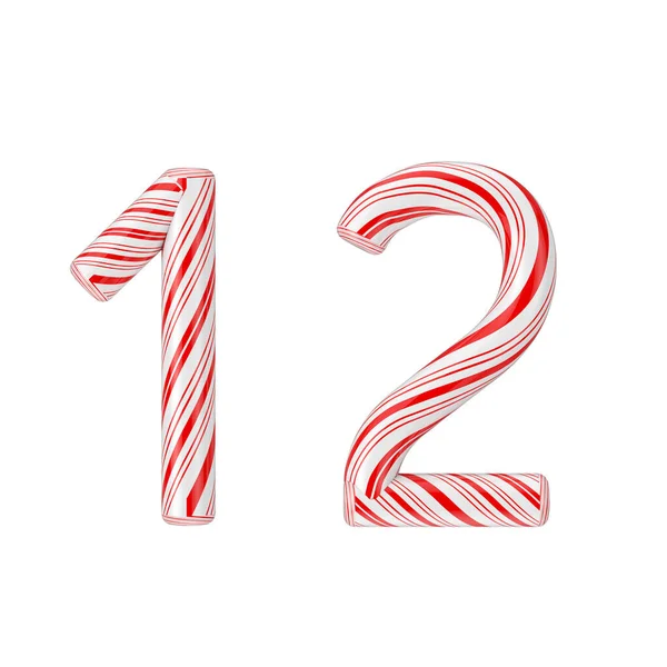 Символы Mint Candy Cane Alphabet Letters Numbers Collection Полосатый Красный — стоковое фото