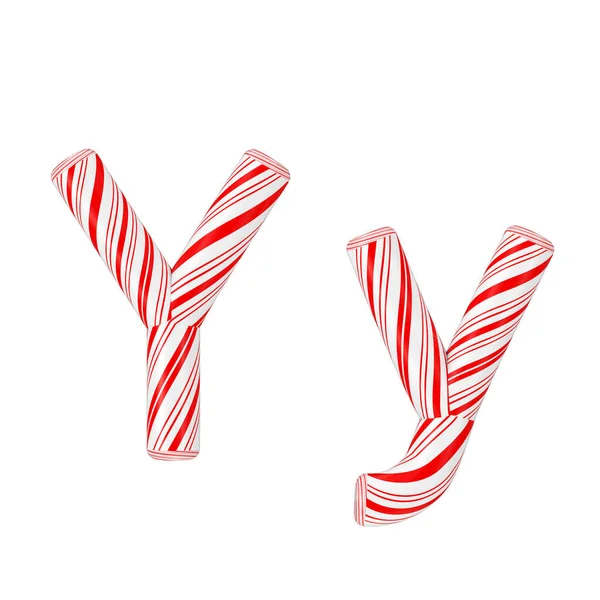 Letter Mint Candy Cane Abeceda Kolekce Pruhované Červené Vánoční Barvy — Stock fotografie