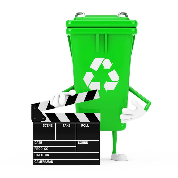 Cartel Reciclaje Papelera Basura Verde Personaje Mascota Con Tablero Película — Foto de Stock