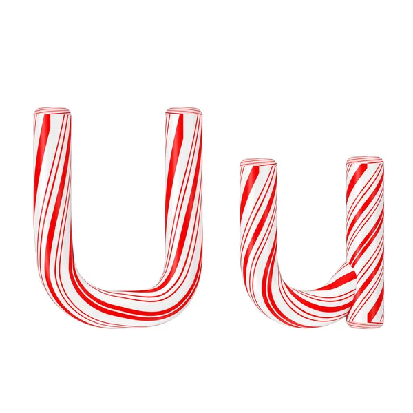 Letra Mint Candy Cane Alphabet Collection Listrado Cor Vermelha Natal — Fotografia de Stock