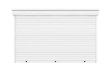 Beyaz Garaj ve Dükkan Paten Panjurları Sistemi 'ni beyaz arka planda koru. 3d Hazırlama 