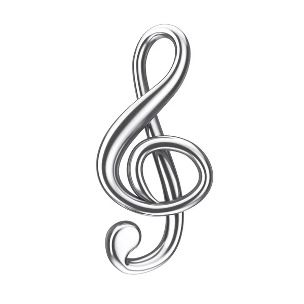 Concepto Musical Silver Treble Clef Señal Sobre Fondo Blanco Renderizado —  Fotos de Stock