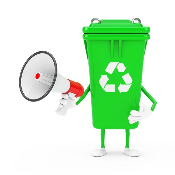 Återvinn Sign Green Garbage Trash Bin Character Mascot Med Röd — Stockfoto