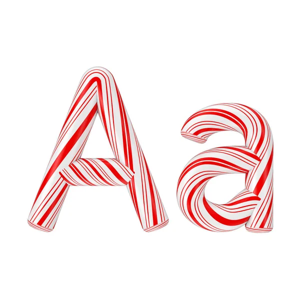 Carta Mint Candy Cane Alphabet Colección Rayas Color Rojo Navidad —  Fotos de Stock