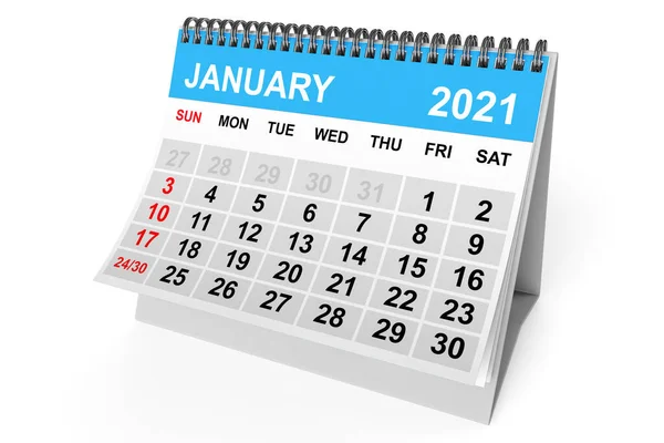 2021 Jaar Januari Kalender Een Witte Achtergrond Destructie — Stockfoto