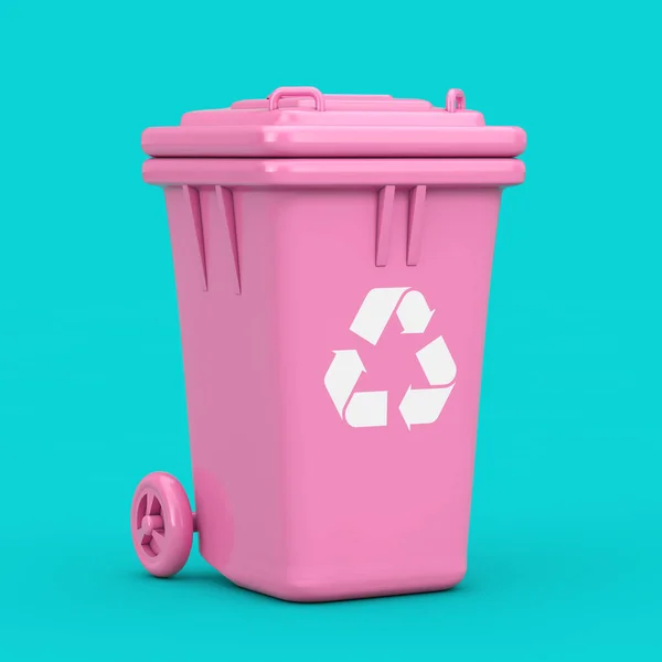 Lixeira Lixeira Lixo Rosa Estilo Duotone Fundo Azul Renderização — Fotografia de Stock
