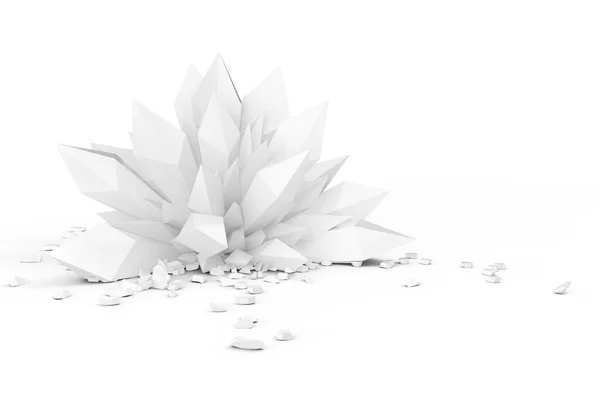 石英石或宝石在粘土渲染风格的白色背景 3D渲染 — 图库照片