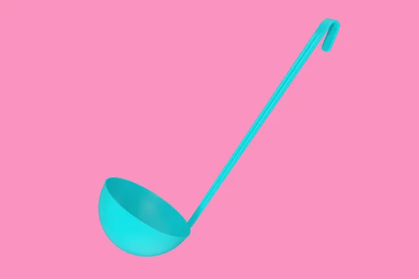Blaue Suppenkelle Duotone Stil Auf Rosa Hintergrund Darstellung — Stockfoto
