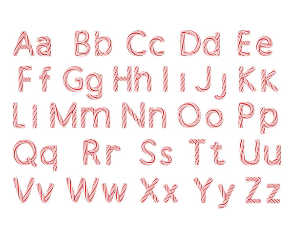 Conjunto Letras Menta Candy Cane Alphabet Collection Rayas Color Rojo —  Fotos de Stock