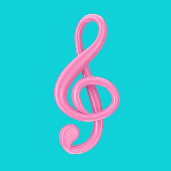 Pinkfarbener Notenschlüssel Duotone Stil Auf Blauem Hintergrund Darstellung — Stockfoto