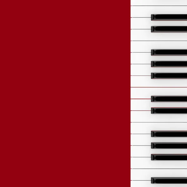 Клавиатура Фортепиано Крупный План Красном Фоне Рендеринг — стоковое фото