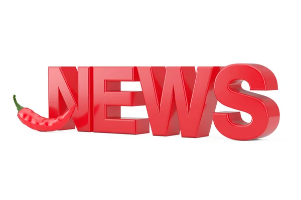 Hot News Concept Red Chili Pepper News Sign White Background — Stock Photo, Image