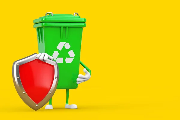 Recycle Sign Verde Lixo Lixo Bin Character Mascote Com Red — Fotografia de Stock