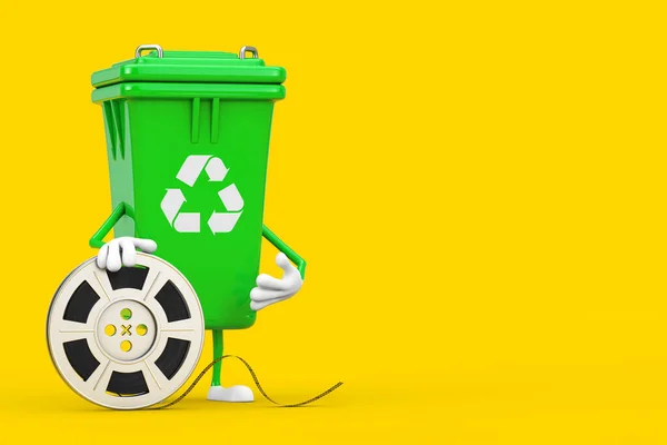 Recycle Sign Green Lixo Lixo Bin Character Mascote Com Filme — Fotografia de Stock