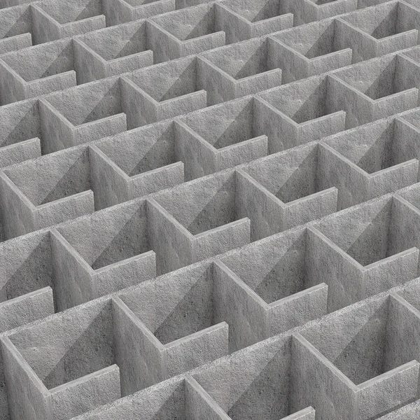 神秘的な無限のコンクリート迷路迷路迷路構造極端な閉鎖 3Dレンダリング — ストック写真