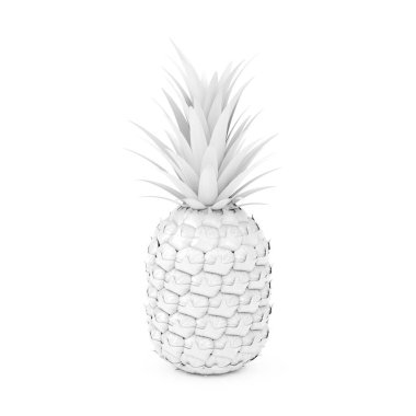 Beyaz arka planda Taze Olgun Tropikal Sağlıklı Besin Ananas Meyvesi beyaz arka planda. 3d Hazırlama