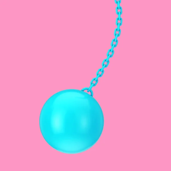 Blaue Großaufnahme Wrecking Ball Duotone Stil Auf Rosa Hintergrund Darstellung — Stockfoto