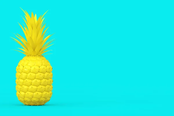 Gelbe Frische Reife Tropische Gesunde Ernährung Ananasfrucht Auf Blauem Hintergrund — Stockfoto