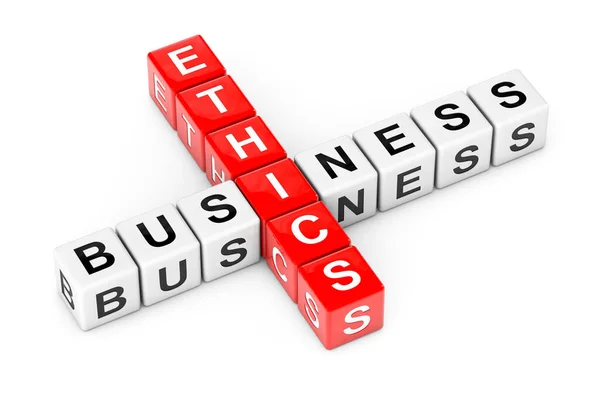 Business Ethics Sign Crossword Cube Blocchi Sfondo Bianco Rendering — Foto Stock