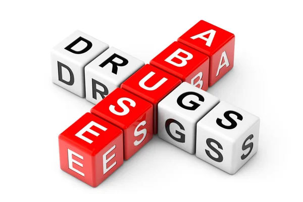 Abuse Drugs Sign Crossword Cube Blocks White Background Rendering — Stock Photo, Image