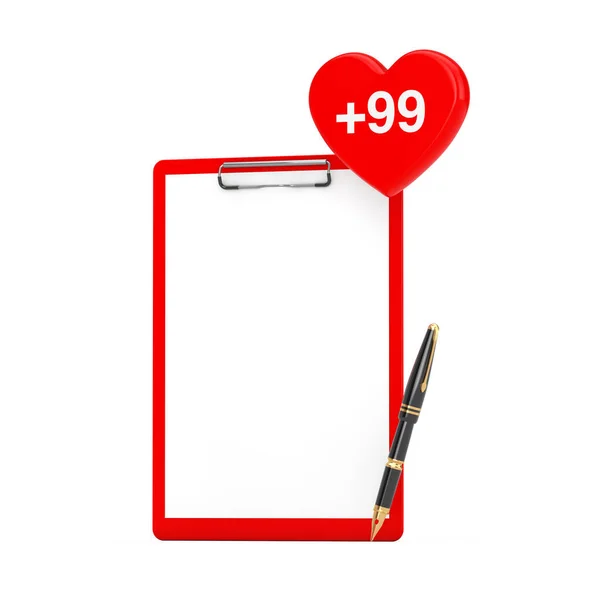 Paper Clipboard Pen Order Wish Shopping List Heart Tag White — Stock Photo, Image