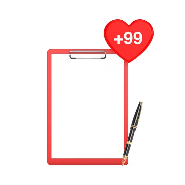 Paper Clipboard Pen Order Wish Shopping List Heart Tag White — Stock Photo, Image