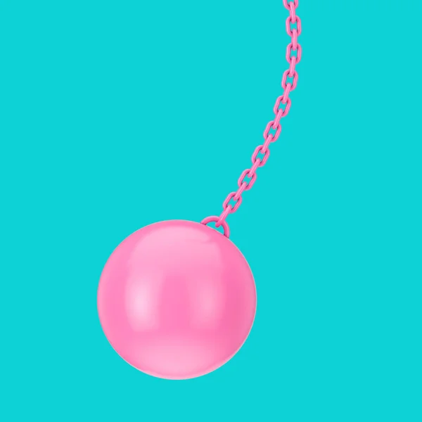 Pink Closeup Wrecking Ball Duotone Style Een Blauwe Achtergrond Rendering — Stockfoto