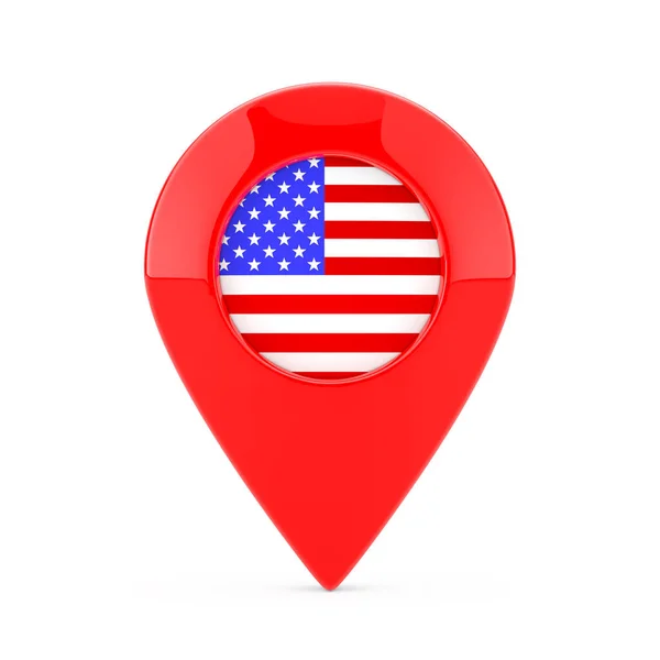 Karta Pekare Pin Med Usa Flagga Vit Bakgrund Konvertering — Stockfoto