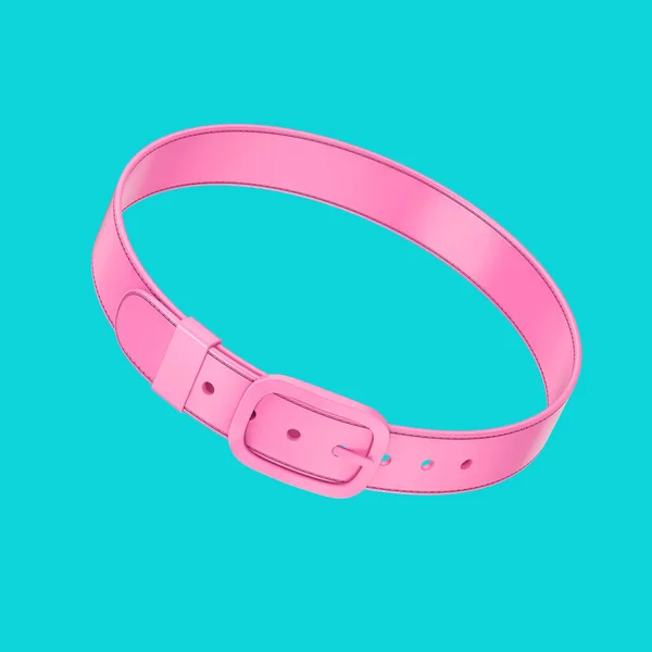 Pink Leather Hondenhalsband Duotone Style Een Blauwe Achtergrond Rendering — Stockfoto