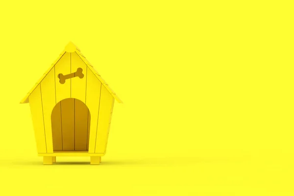 Yellow Cartoon Dog House Duotone Style Yellow Background Rendering — Stock Photo, Image