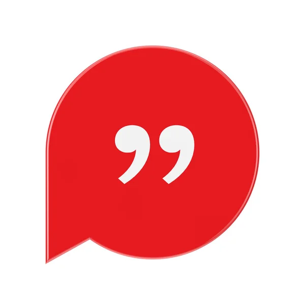 Quote Red Mark Icon Symbol White Background Rendering — Stock Photo, Image