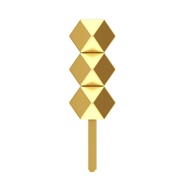 Golden Cube Ice Cream White Background Rendering — Stock Photo, Image