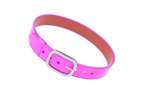 Pink Leather Dog Collar White Background Rendering — Stock Photo, Image