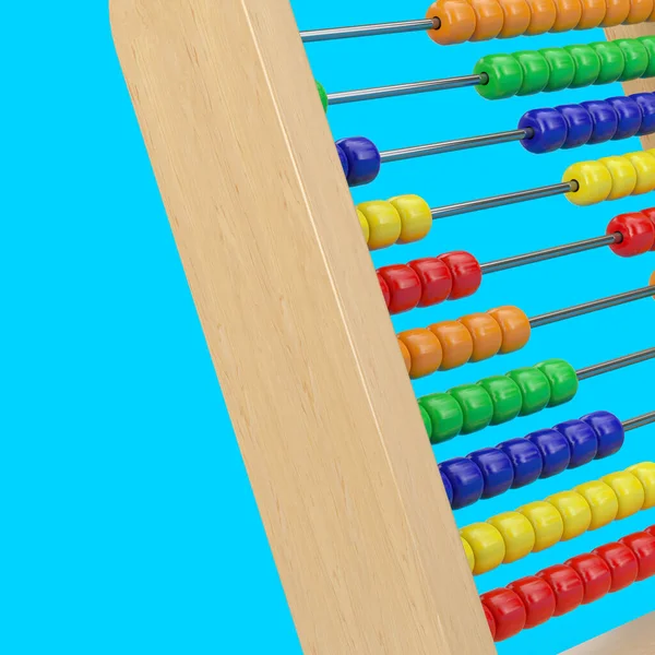 Barevné Dětské Hračky Vývoj Mozku Abacus Closeup Modrém Pozadí Vykreslování — Stock fotografie