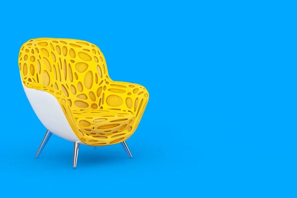 Abstrait Jaune Forme Ovale Cuir Moderne Relax Chair Sur Fond — Photo