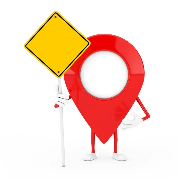 Map Pointer Pin Character Mascot Yellow Road Sign Free Space — Stock Photo, Image