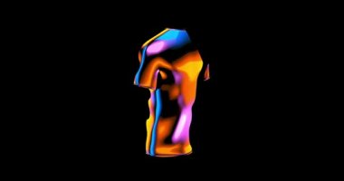 4k Çözünürlük Videosu: Soyut Çok Renkli Işıklarda Boş Siyah T-Shirt Mockup Alfa mat ile Siyah Arkaplanda Döndürülmektedir