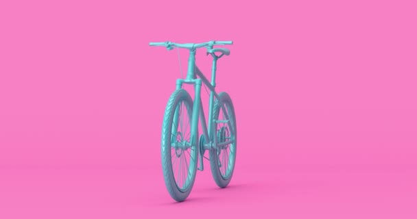 4K解像度视频 蓝色运动山地自行车赛 Duotone型无缝隙环路旋转 粉色背景 阿尔法垫 — 图库视频影像