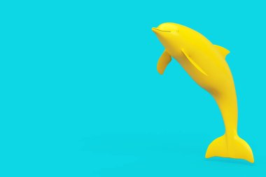 Yellow Tursiops Truncatus Ocean or Sea Bottlenose Dolphin in Duotone Style on a blue background. 3d Rendering clipart