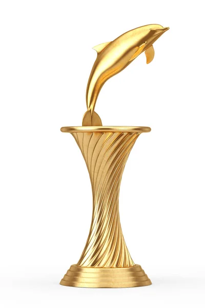 Golden Award Trophy Tursiops Truncatus Ocean Eller Sea Bottlenose Dolphin — Stockfoto