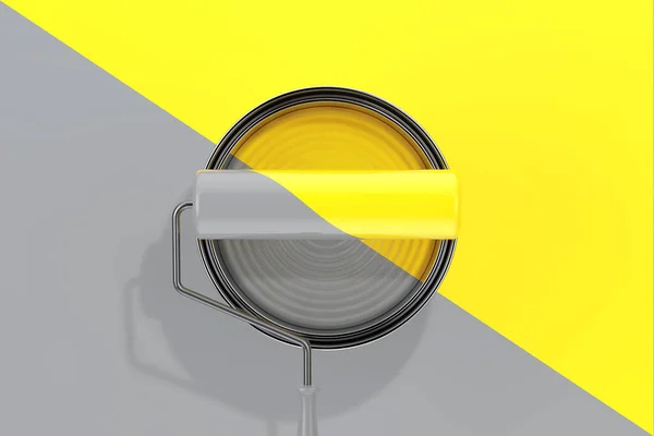 Jaar 2021 Trendy Kleuren Illuminating Yellow Ultimate Gray Paint Can — Stockfoto