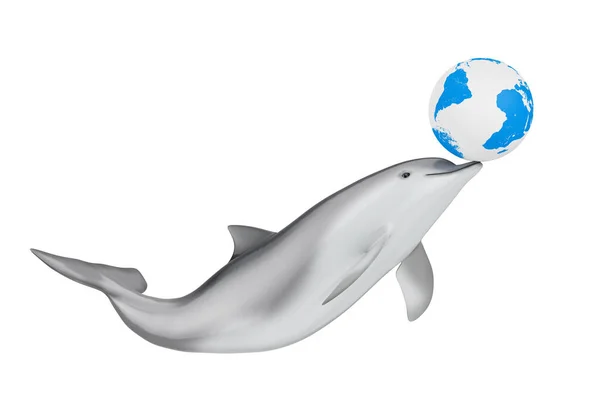 Rädda Jordkonceptet Tursiops Truncatus Ocean Eller Sea Bottlenose Dolphin Spela — Stockfoto