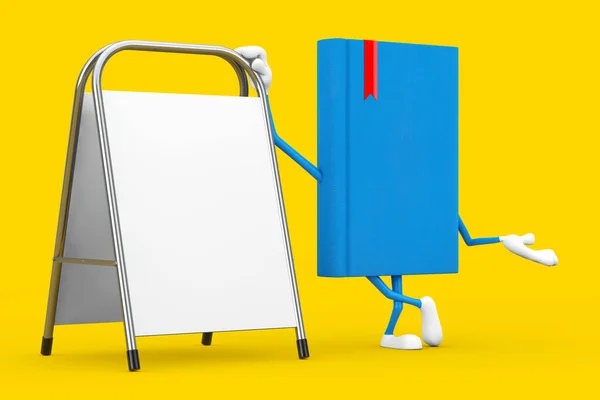Blue Book Character Kabala Fehér Üres Reklám Promóció Álljon Egy — Stock Fotó