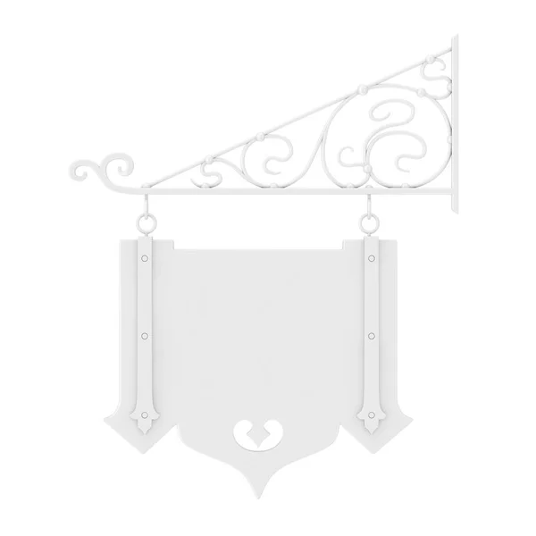 Sinal Suspensão Branco Branco Com Espaço Livre Para Seu Design — Fotografia de Stock