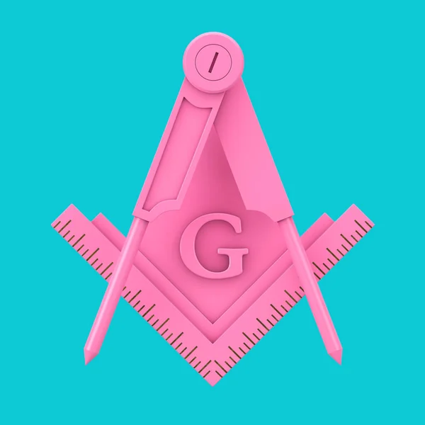 Różowy Masoński Plac Masonerii Kompas Symbolem Litery Symbol Logo Jako — Zdjęcie stockowe