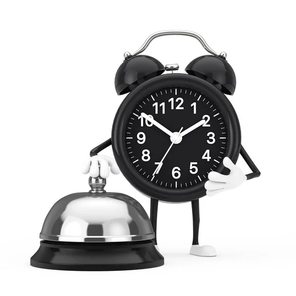 Alarm Clock Character Mascot Hotel Service Bell Call White Background — 스톡 사진